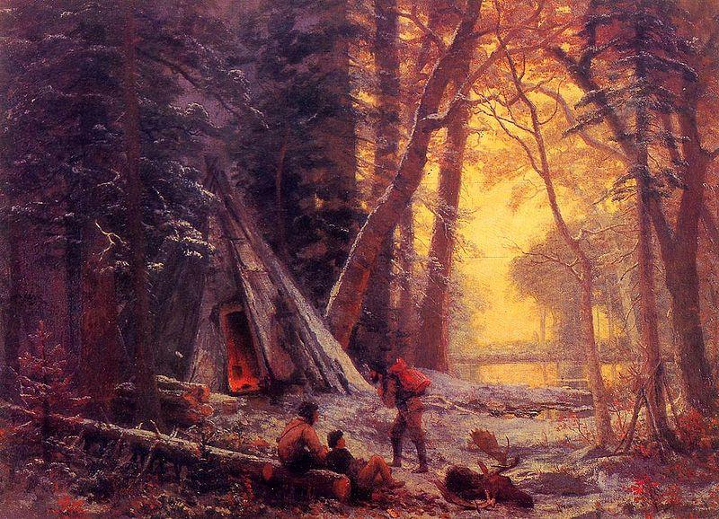 Albert Bierstadt Moose Hunters' Camp, Nova Scotia China oil painting art